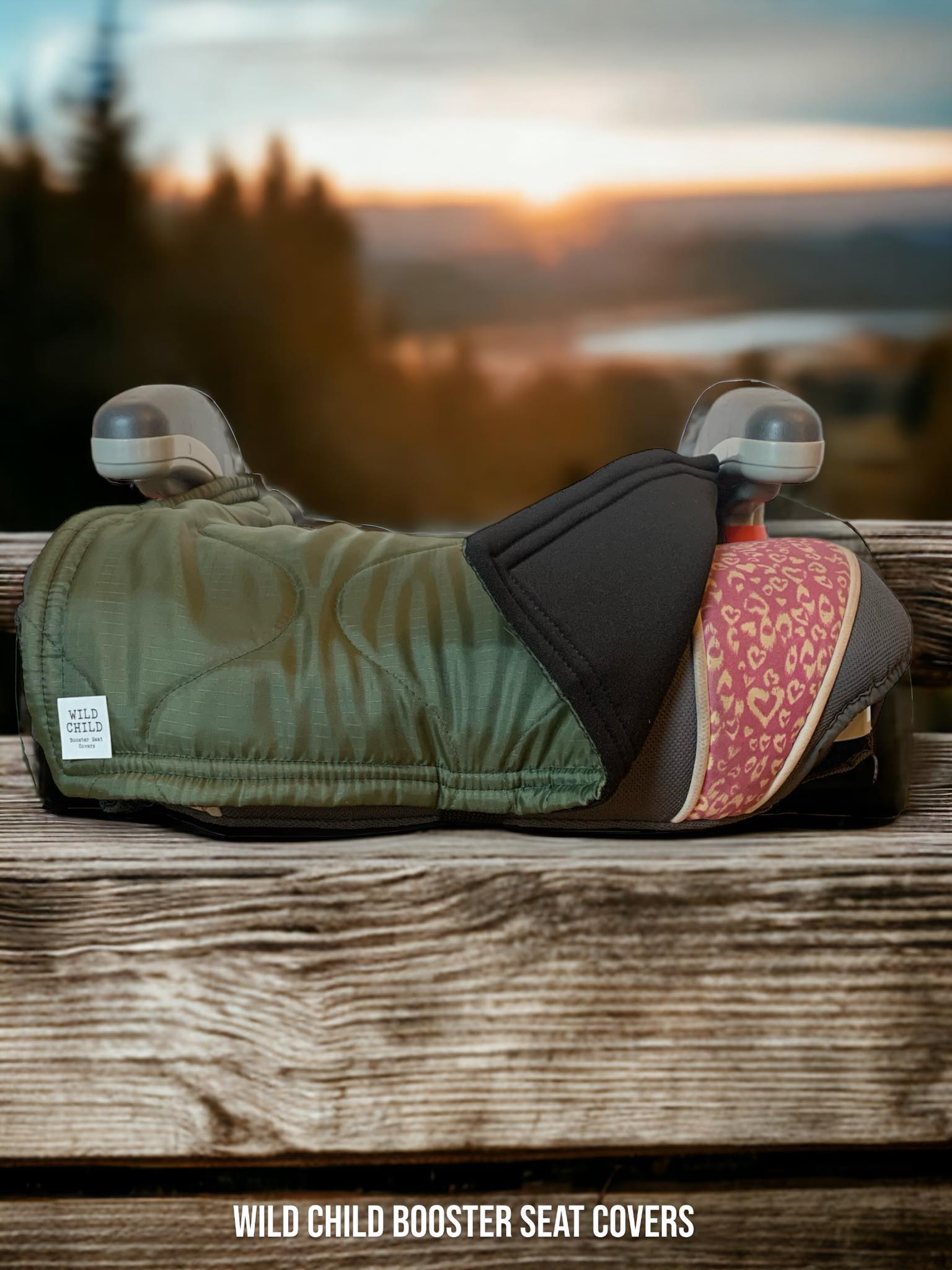 ๐ Green Poly Quilted Jacket Kids Booster Seat Cover