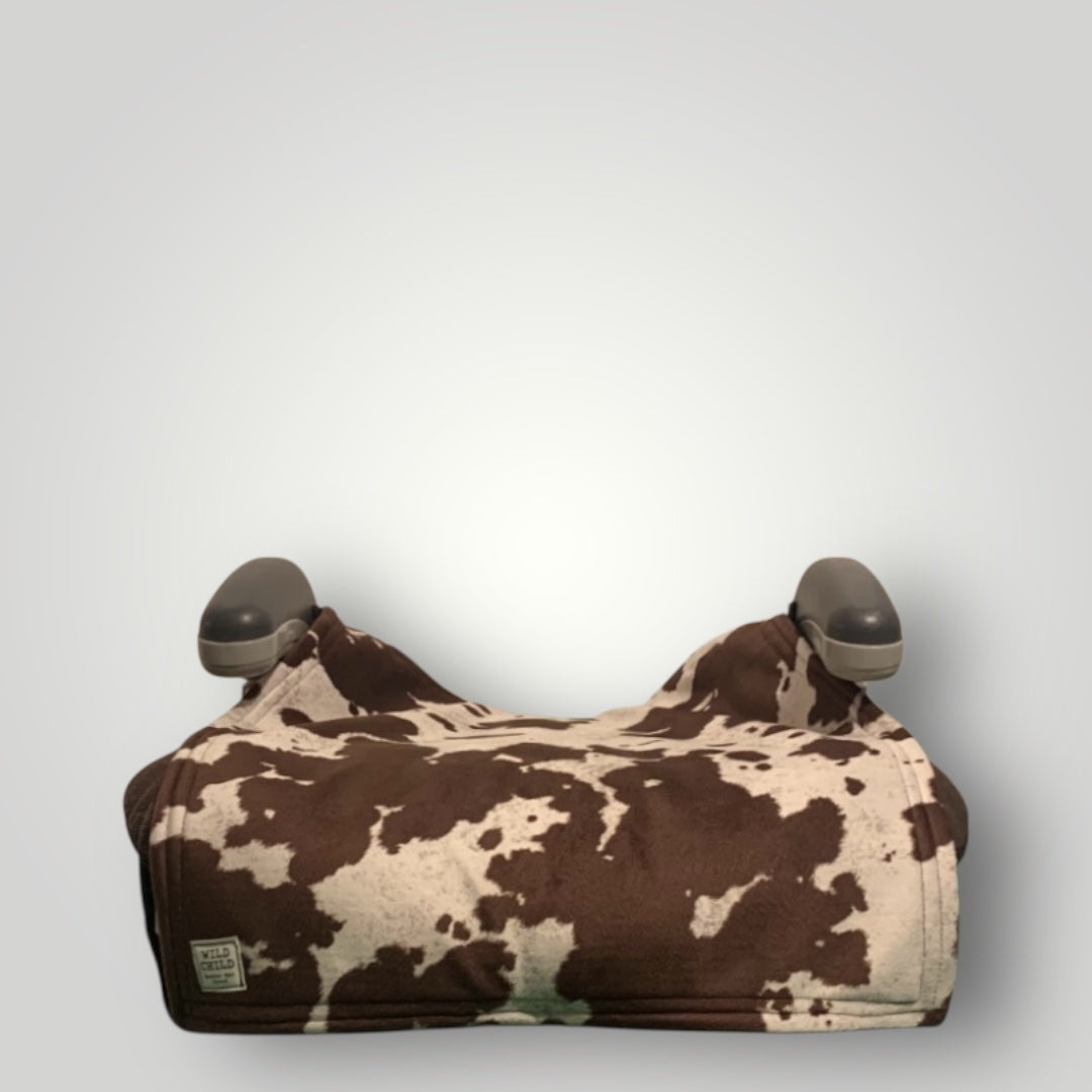 🐄 Cowhide Velvet Booster Seat Cover Dark Brown NEW DROP!