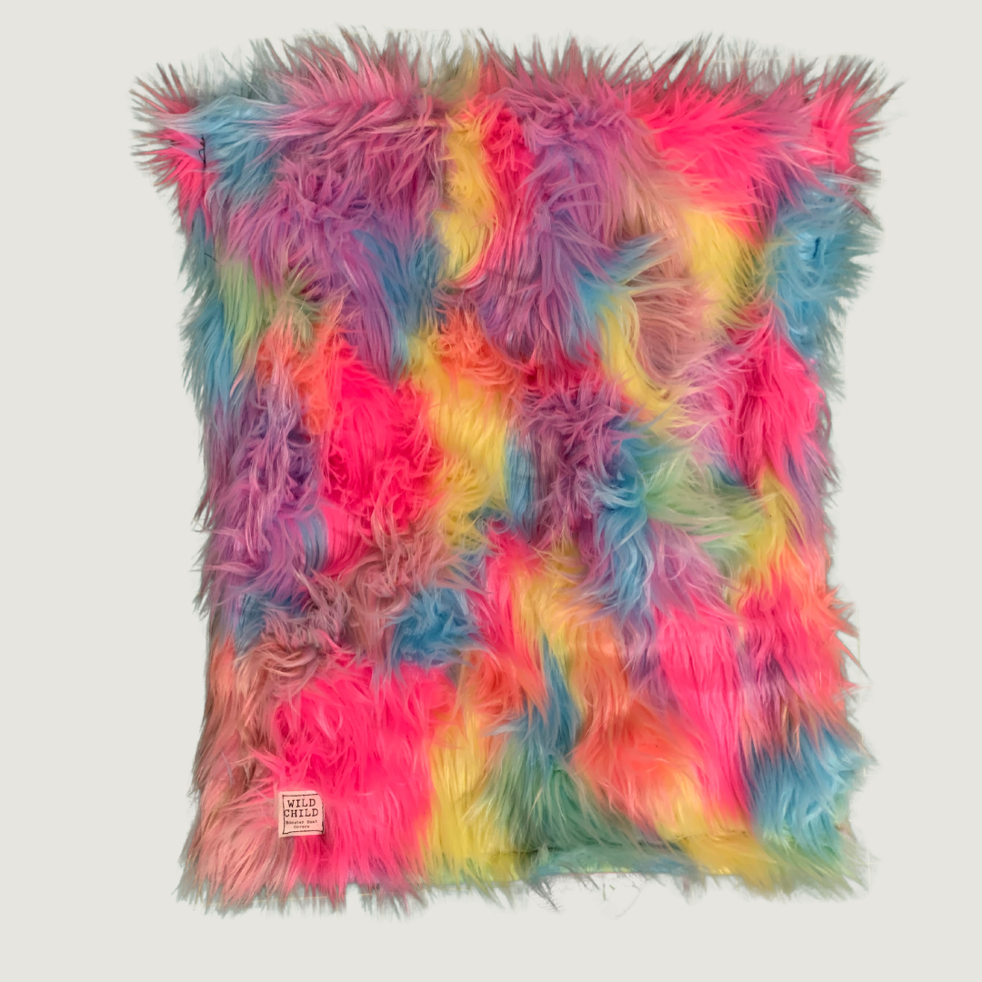 Unicorn Rainbow Husky Faux Fur Booster Seat Cover